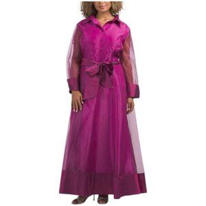 RENE BY RENE RUIZ Long Sleeve Organza Shirt Dress